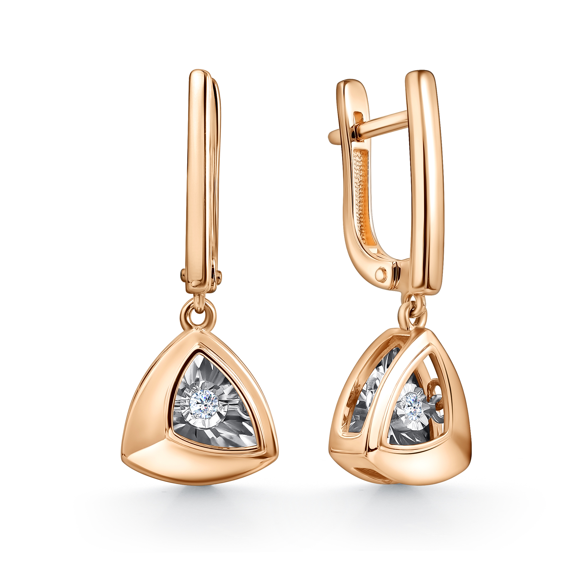 Ювелирное изделие - Серьги из красного золота с бриллиантами в магазине Best-Gold 145240