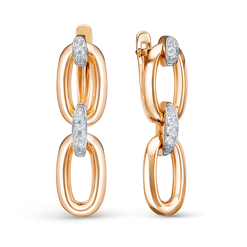 Ювелирное изделие - Серьги из красного золота с фианитами в магазине Best-Gold 124927