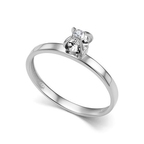 Кольцо помолвочное из белого золота с бриллиантом