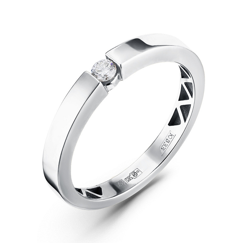 Кольцо помолвочное из белого золота с бриллиантом