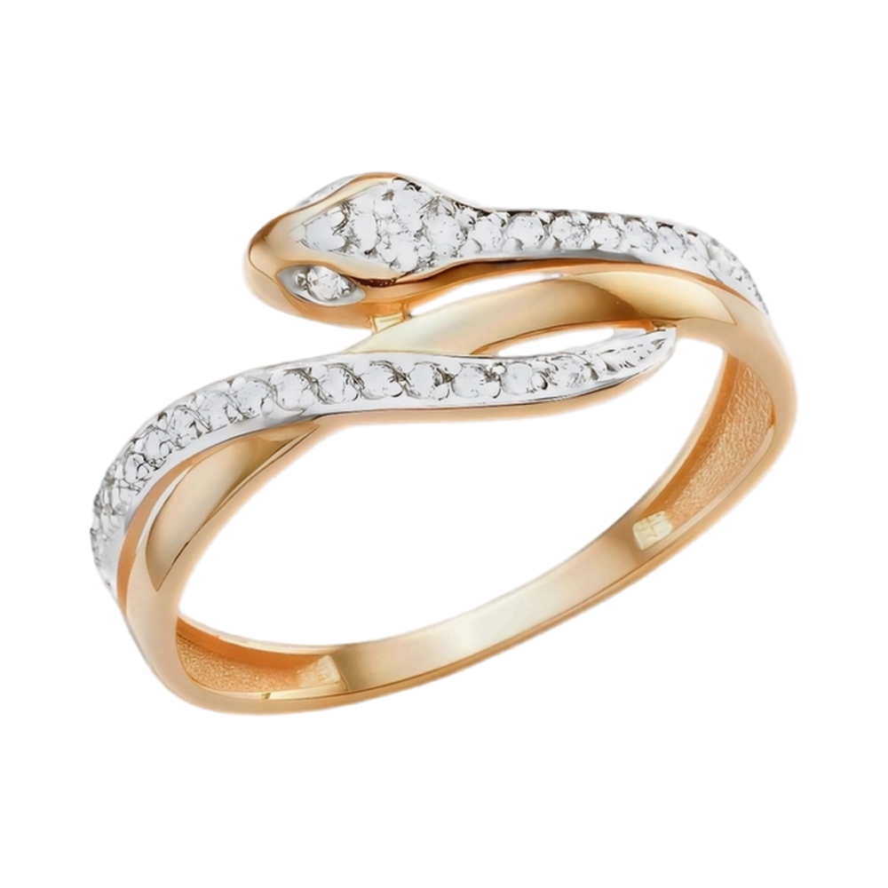 Кольцо из красного золота с фианитами