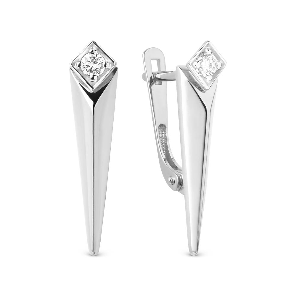 Ювелирное изделие - Серьги из белого золота с фианитами в магазине Best-Gold 028011