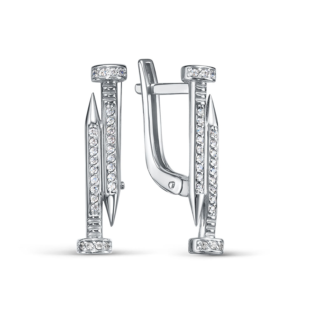 Ювелирное изделие - Серьги из серебра с фианитами в магазине Best-Gold 157980