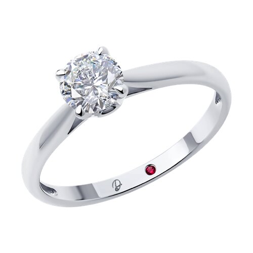 Кольцо помолвочное из белого золота с бриллиантом и рубином