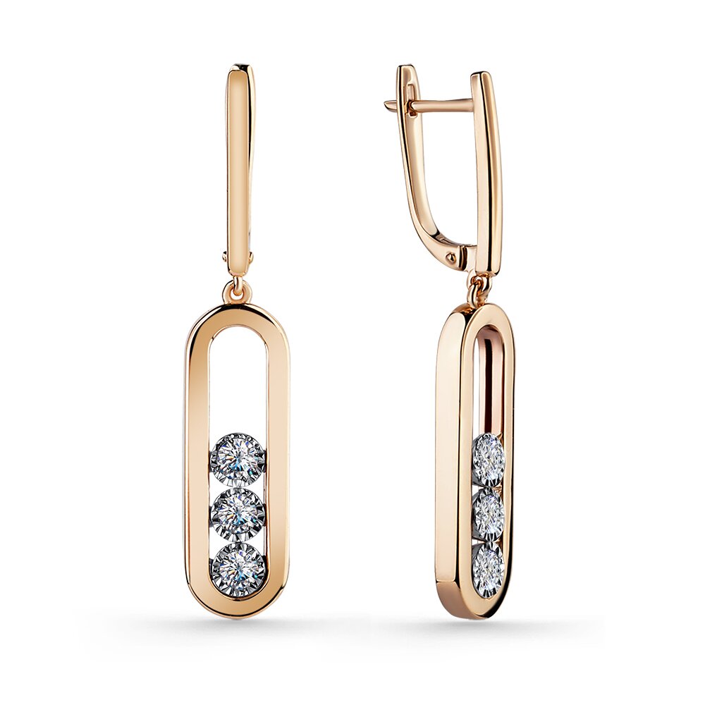 Ювелирное изделие - Серьги из красного золота с бриллиантами в магазине Best-Gold 145631