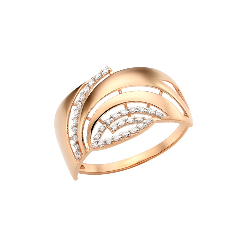 Кольцо из красного золота с фианитами