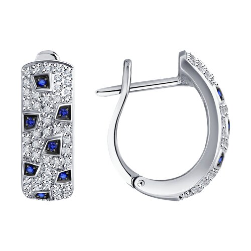 Ювелирное изделие - Серьги из белого золота с сапфирами и бриллиантами в магазине Best-Gold 144707