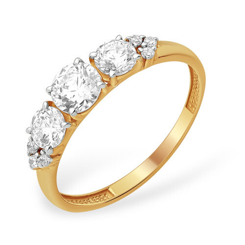 Кольцо из красного золота с фианитами