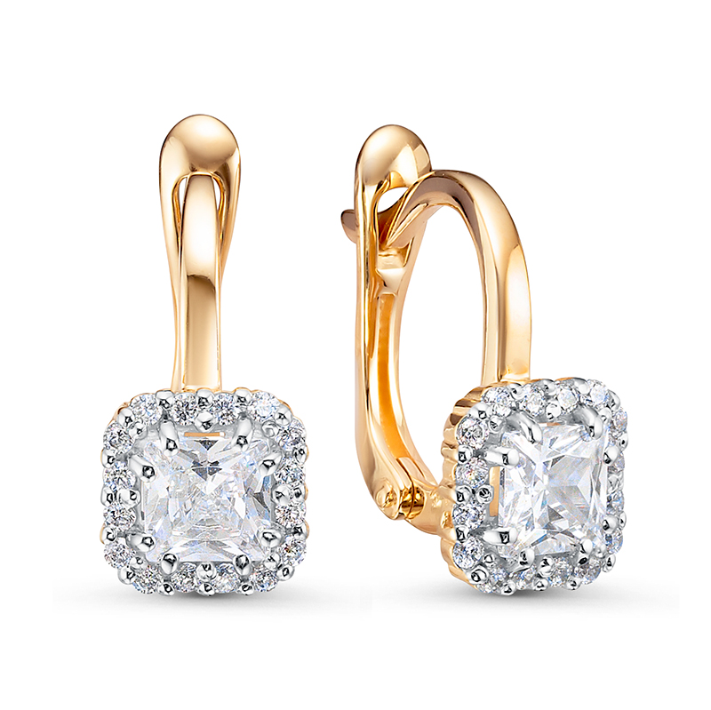 Ювелирное изделие - Серьги из красного золота с фианитами в магазине Best-Gold 133091