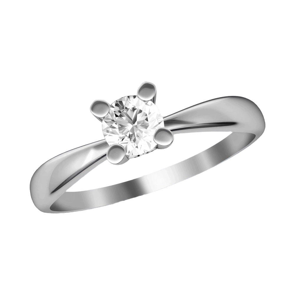 Кольцо помолвочное из белого золота с фианитом