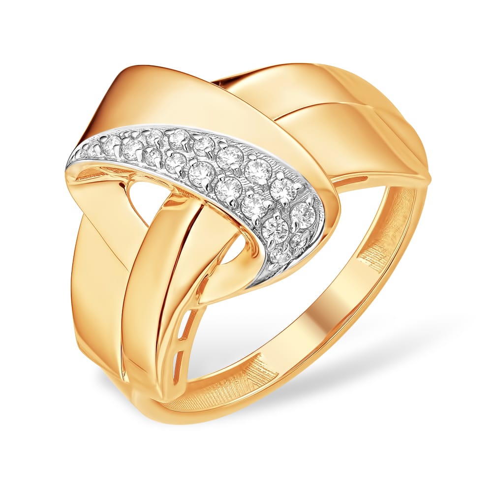 Кольцо из красного золота с фианитами