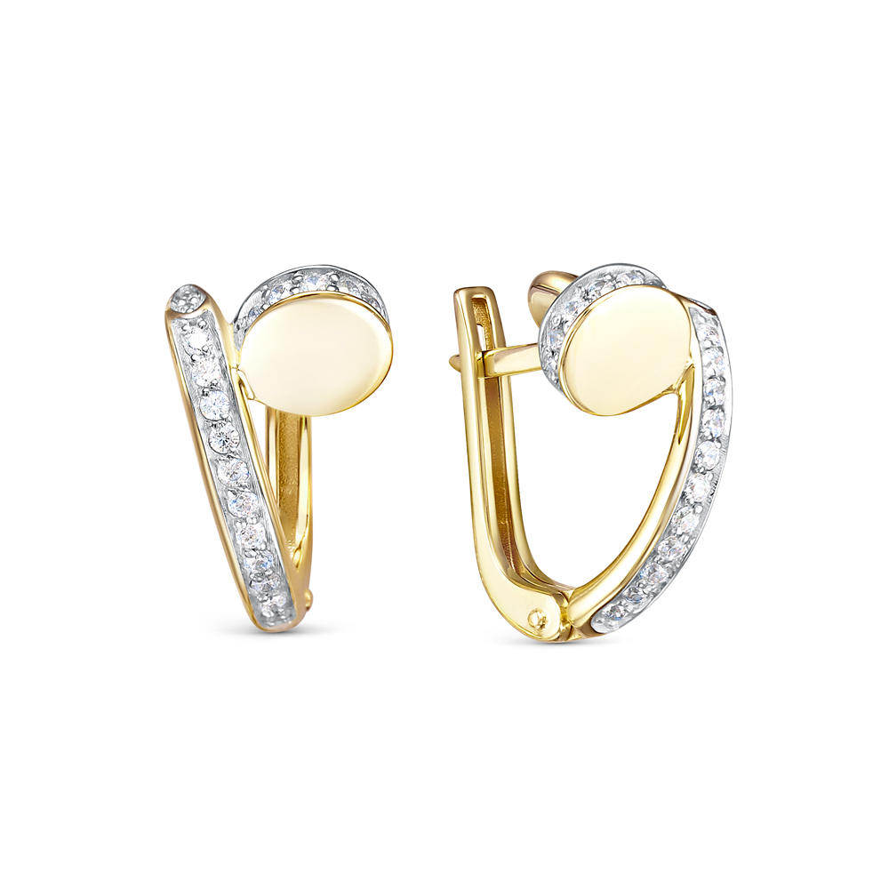 Сертги из желтого золота с фианитами