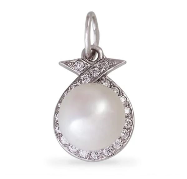 Ювелирное изделие - Подвеска из серебра с жемчугом и фианитами в магазине Best-Gold 153924