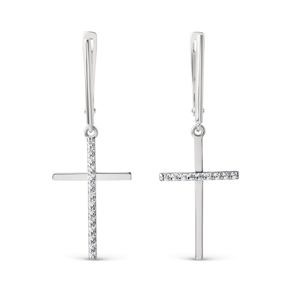 Ювелирное изделие - Серьги в белом золоте с фианитами в магазине Best-Gold 129043