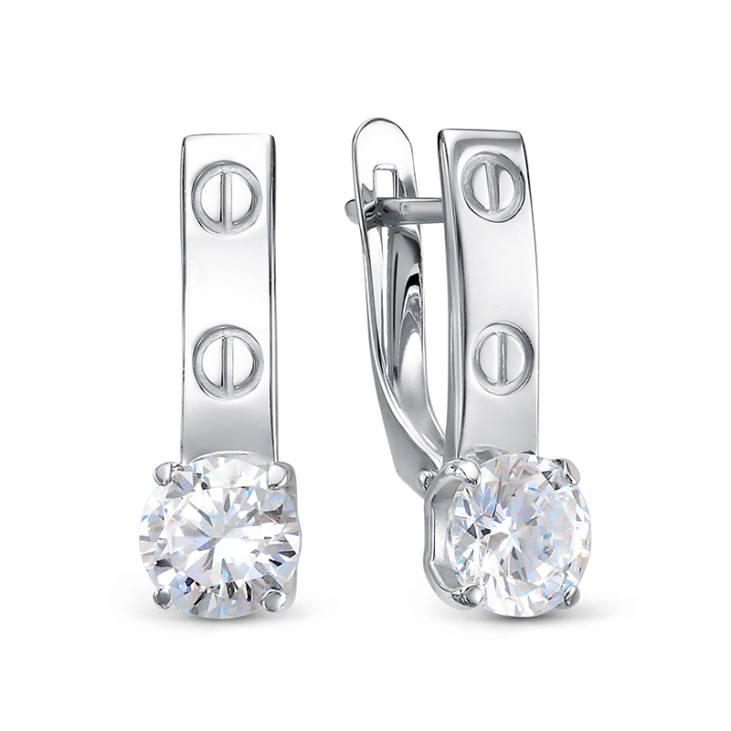 Ювелирное изделие - Серьги из серебра с фианитами в магазине Best-Gold 133329