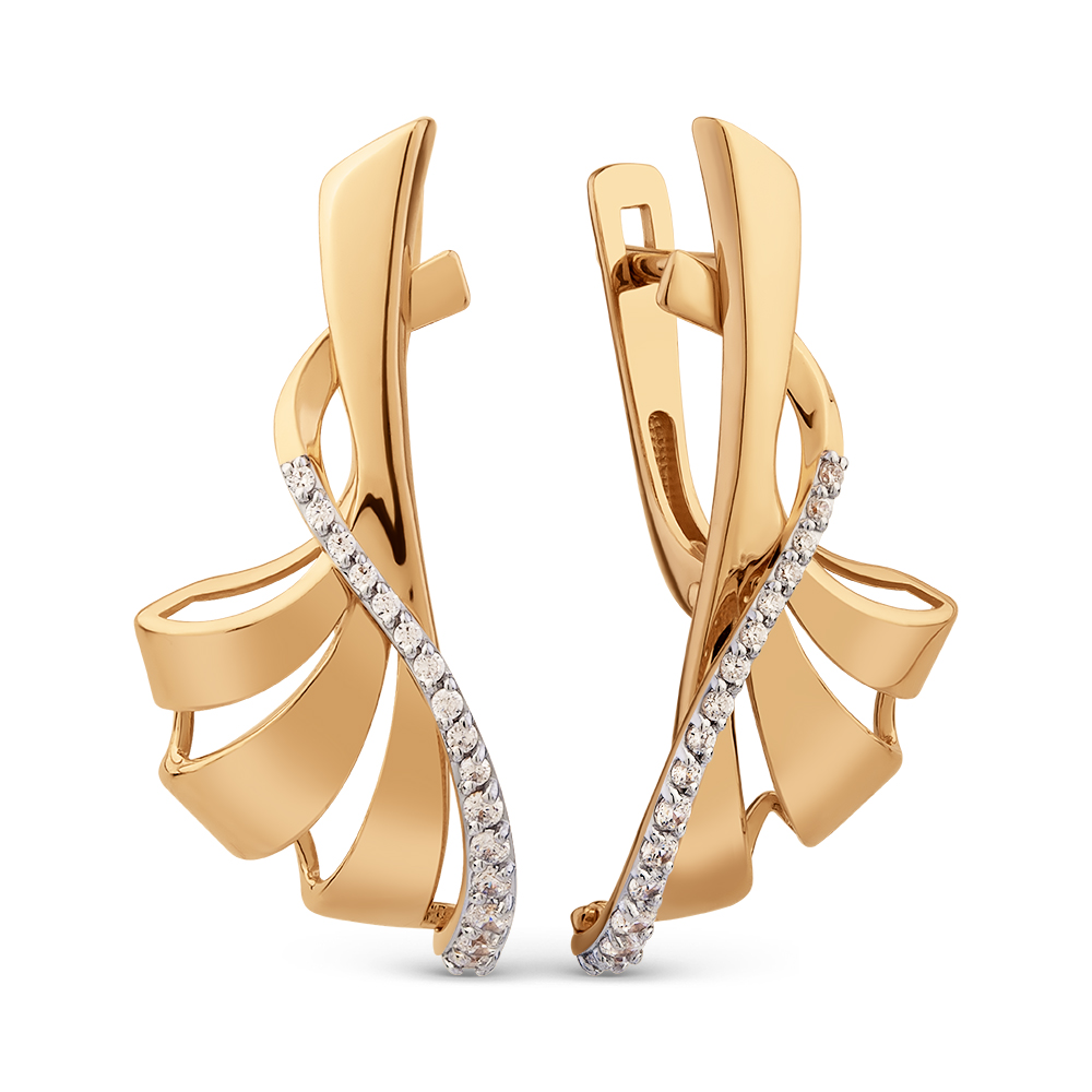 Ювелирное изделие - Серьги из красного золота с фианитами в магазине Best-Gold 151583