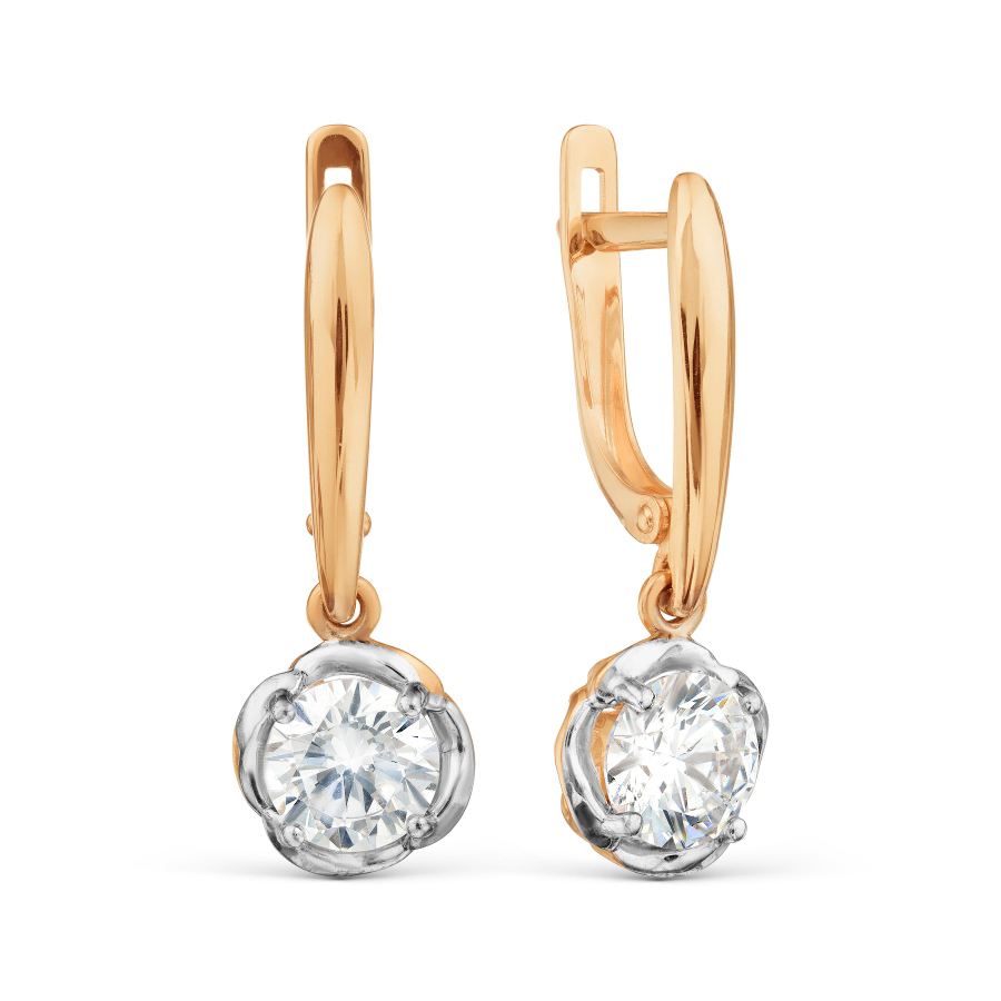 Ювелирное изделие - Серьги из красного золота с фианитами в магазине Best-Gold 009468