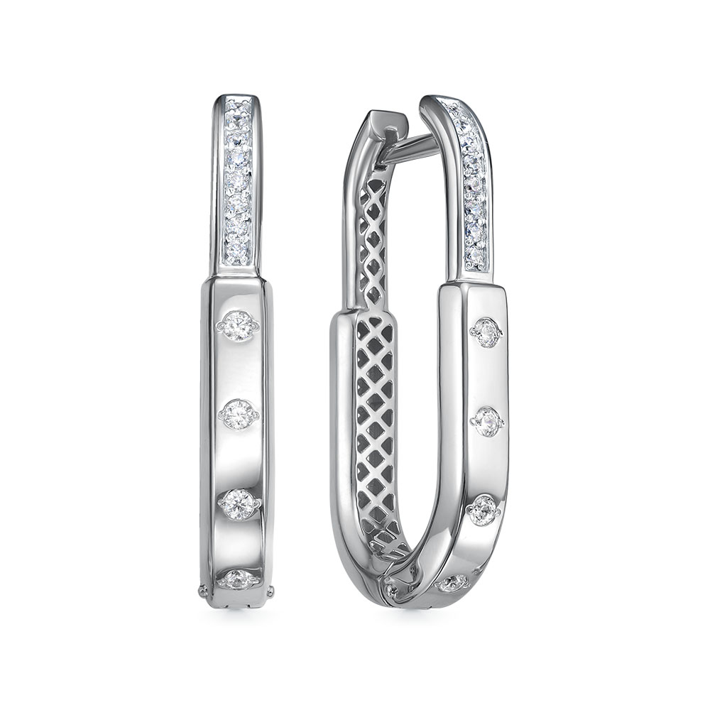 Серьги из серебра с фианитами