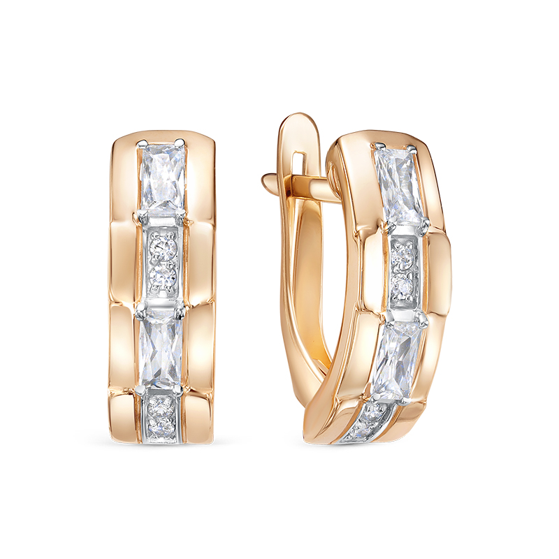 Ювелирное изделие - Серьги из красного золота с фианитами в магазине Best-Gold 142521