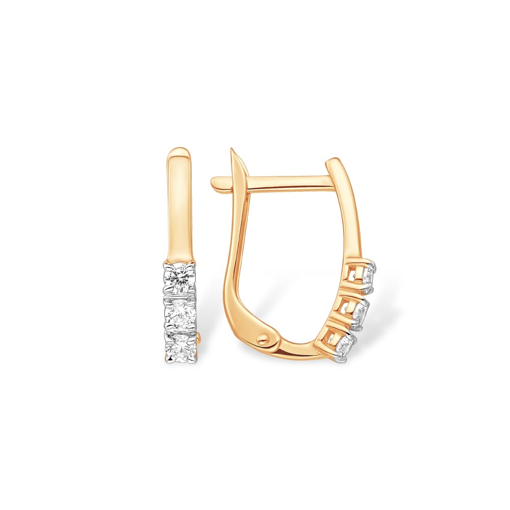 Серьги из красного золота с фианитами