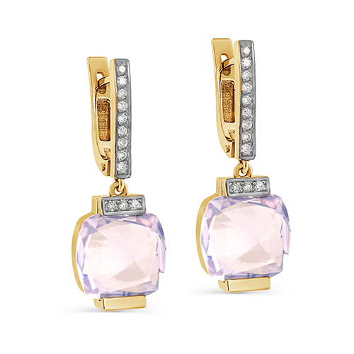 Ювелирное изделие - Серьги из желтого золота с бриллиантами в магазине Best-Gold 140273