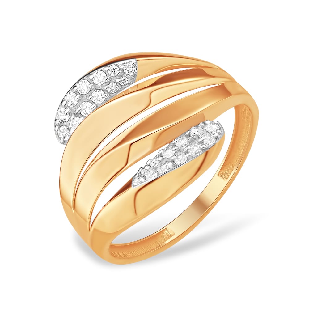 Кольцо из красного золота с фианитами