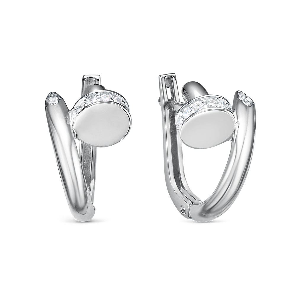 Серьги из серебра с фианитами