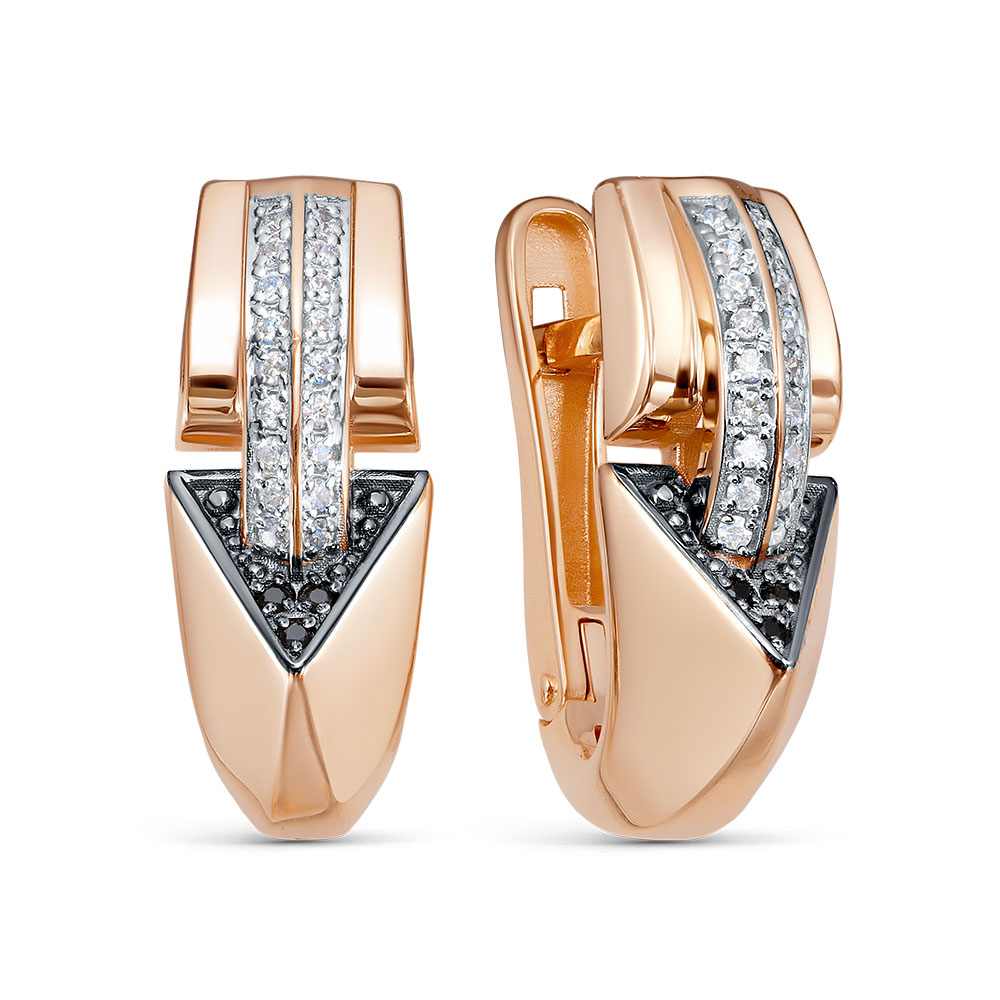 Серьги из красного золота с фианитами