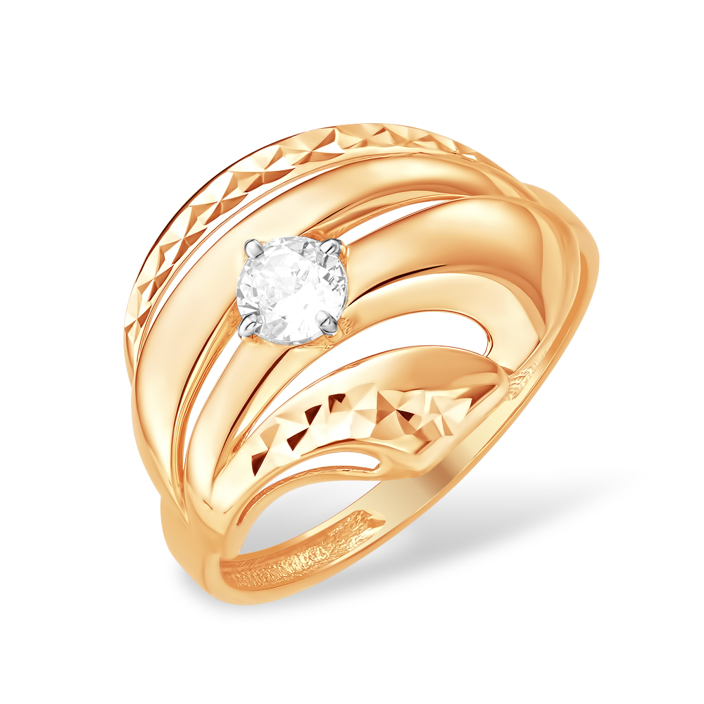 Ювелирное изделие - Кольцо из красного золота с фианитом в магазине Best-Gold 150444