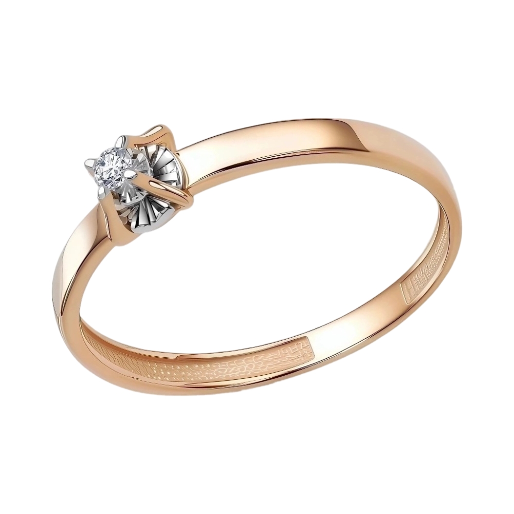 Ювелирное изделие - Кольцо помолвочное из красного золота с бриллиантом в магазине Best-Gold 154416