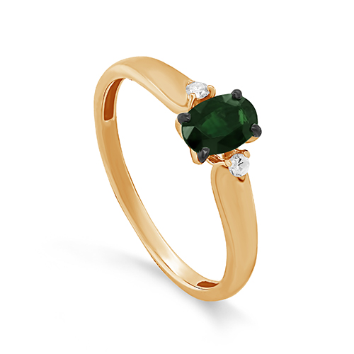 Ювелирное изделие - Кольцо из красного золота с изумрудом и бриллиантами в магазине Best-Gold 147048