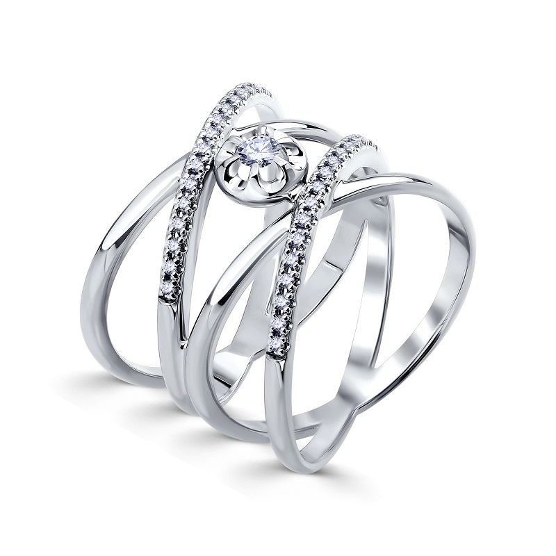 Ювелирное изделие - Кольцо из белого золота с бриллиантами в магазине Best-Gold 157728