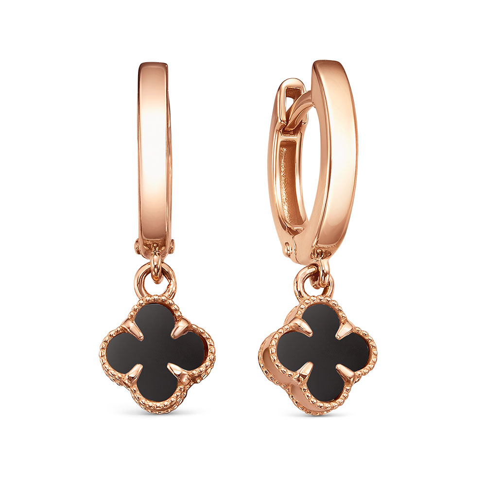 Ювелирное изделие - Серьги из красного золота с ониксом в магазине Best-Gold 134938