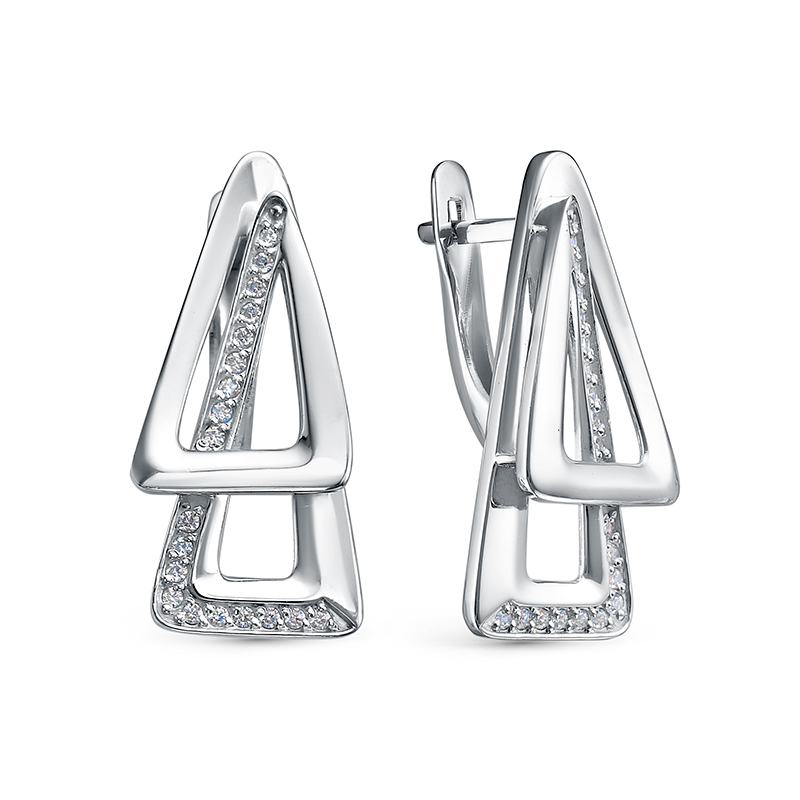 Ювелирное изделие - Серьги из серебра с фианитами в магазине Best-Gold 146935