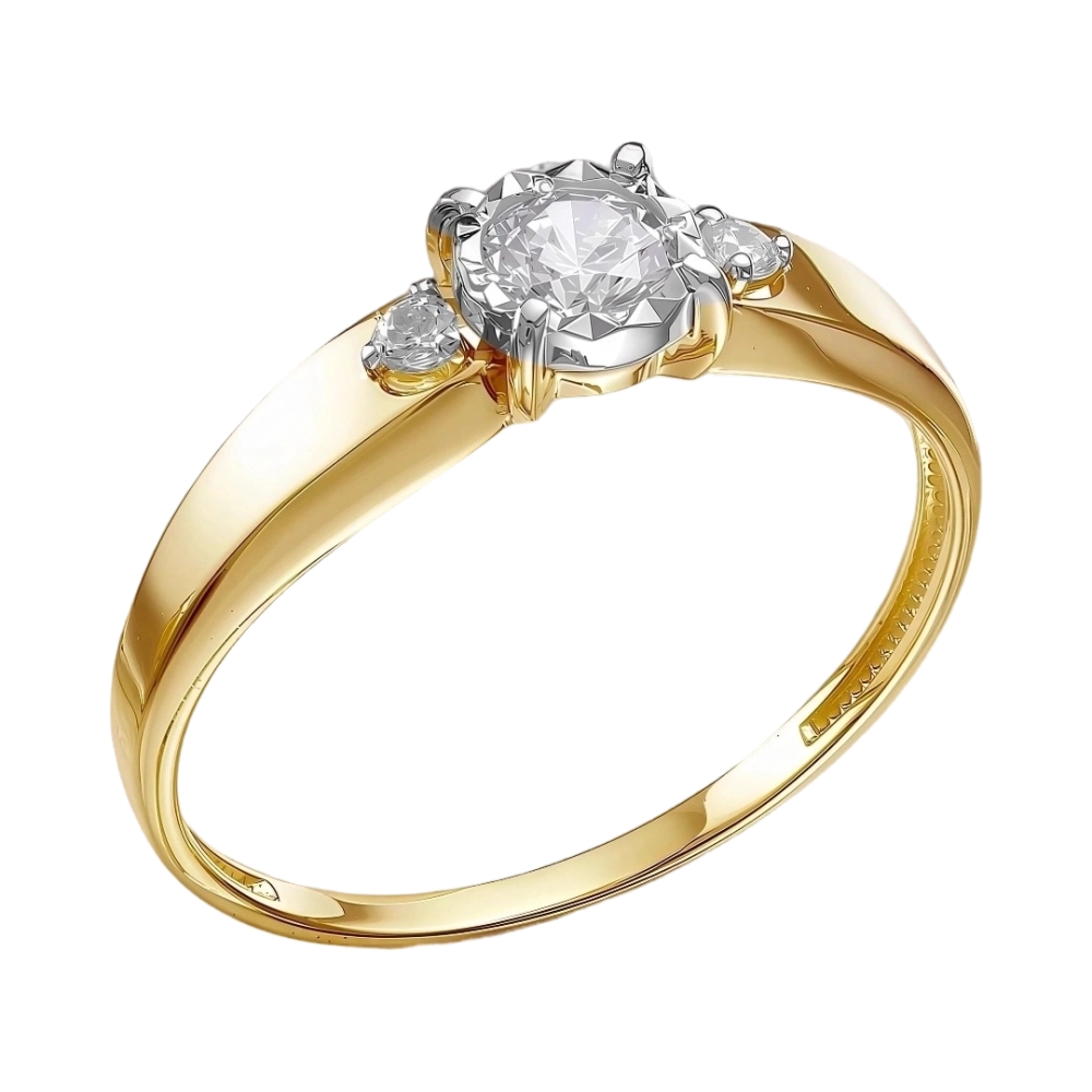 Ювелирное изделие - Кольцо из жёлтого золота с фианитами в магазине Best-Gold 128149