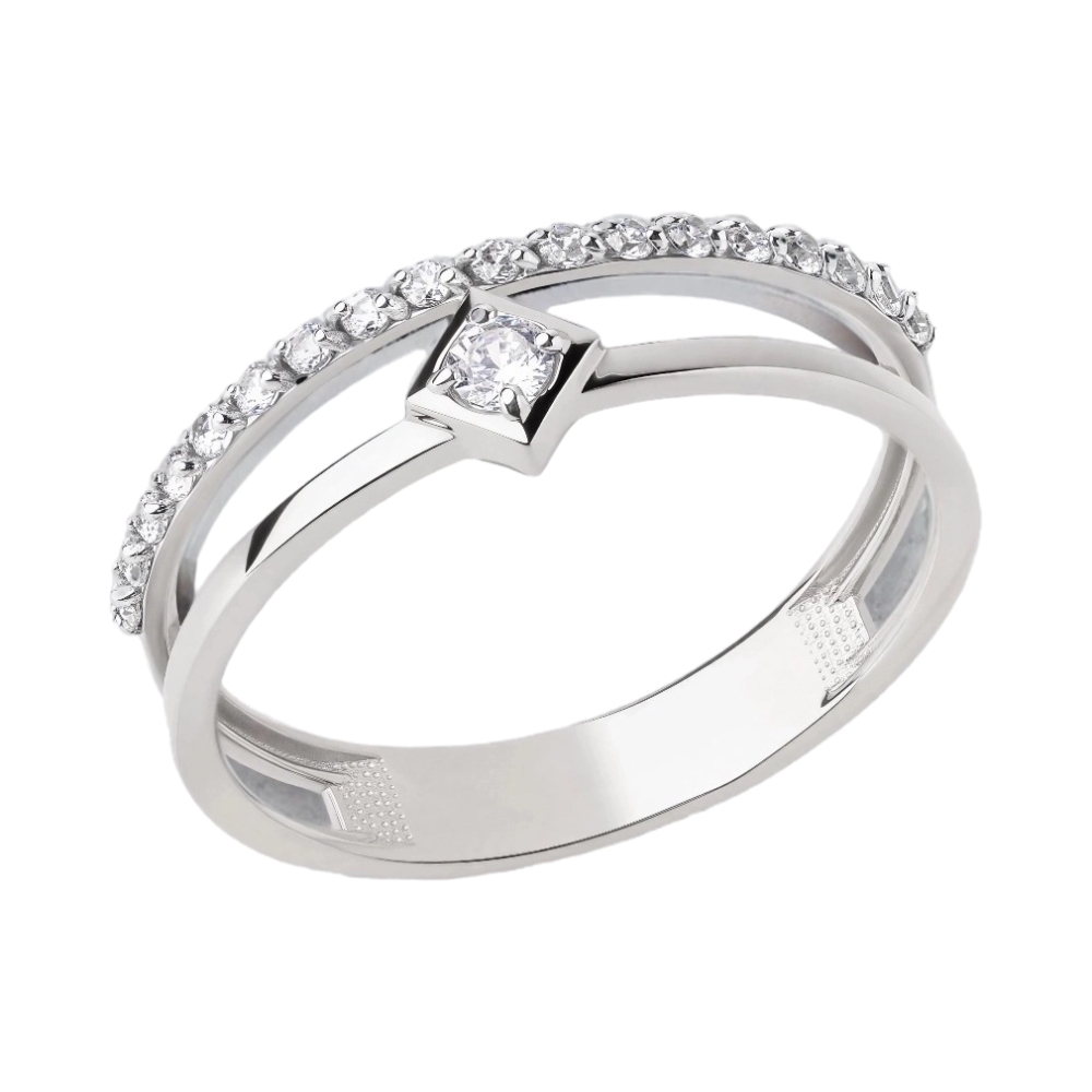 Кольцо из белого золота с фианитами