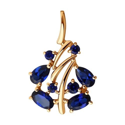Ювелирное изделие - Подвеска из красного золота с сапфирами синтетическими в магазине Best-Gold 089954