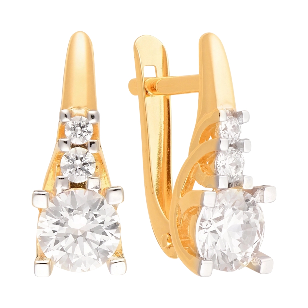 Ювелирное изделие - Серьги из белого золота с фианитами в магазине Best-Gold 092208