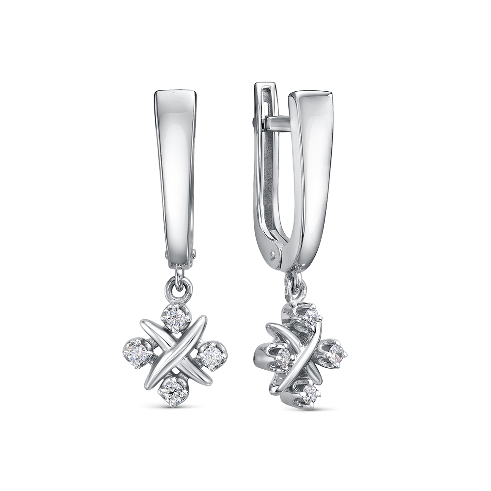 Серьги из серебра с фианитами