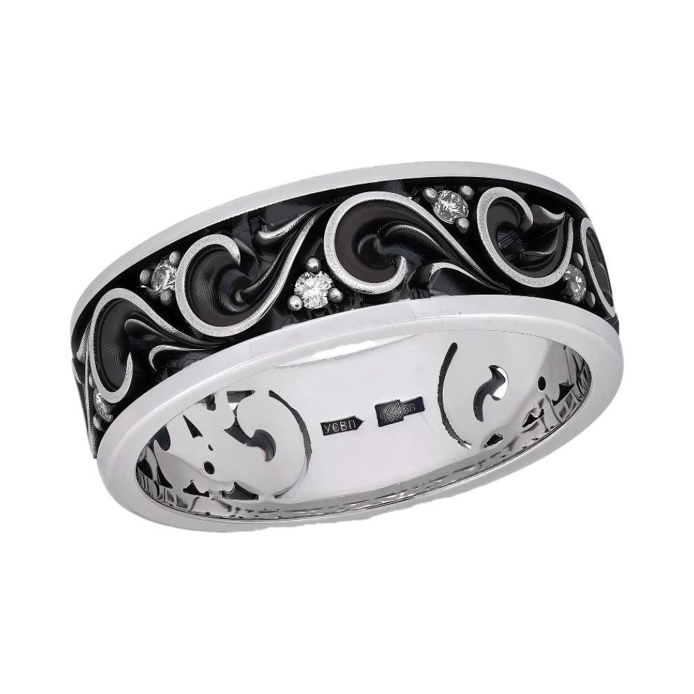 Ювелирное изделие - Обручальное кольцо из белого золота с бриллиантами в магазине Best-Gold 154300