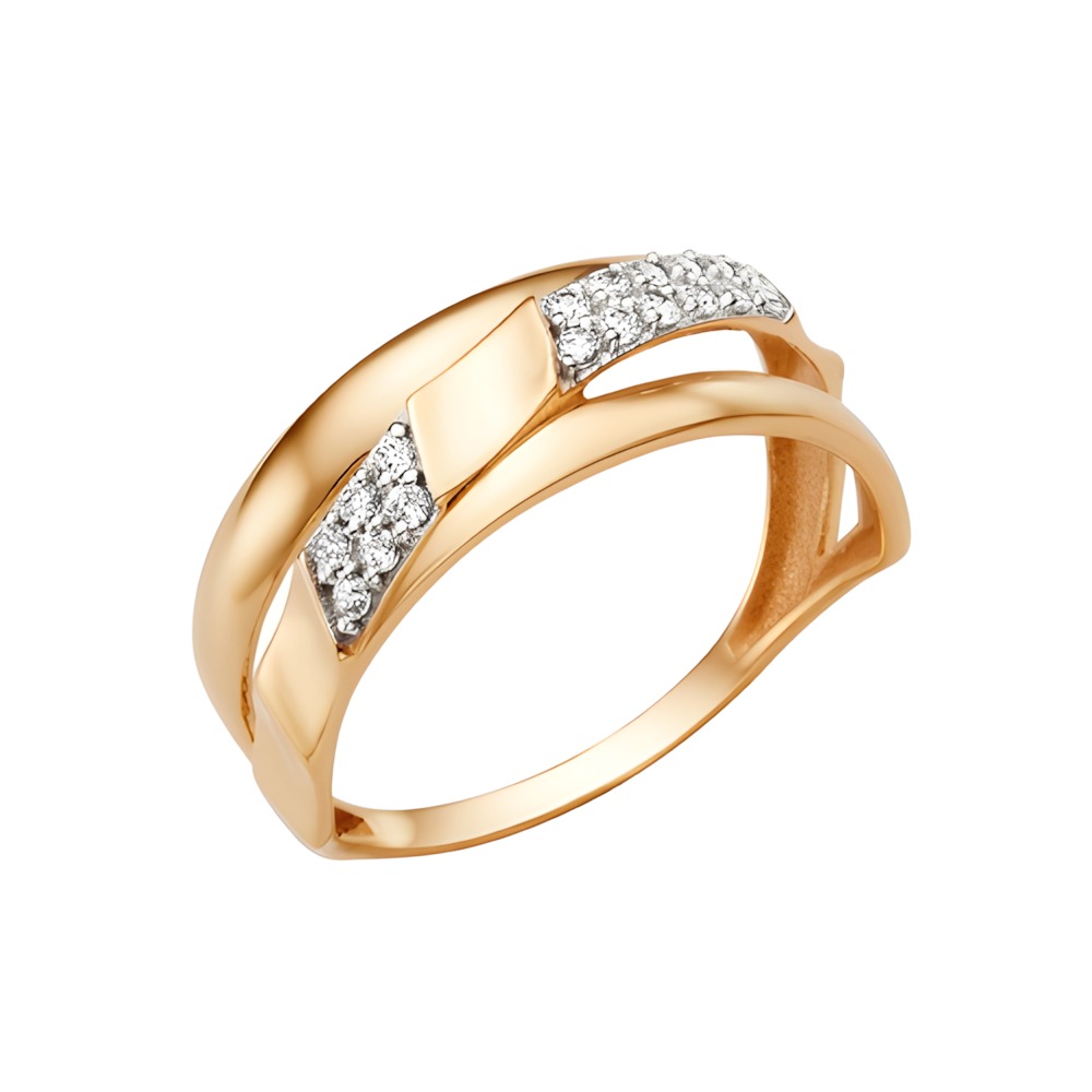 Ювелирное изделие - Кольцо из красного золота с фианитами в магазине Best-Gold 148425