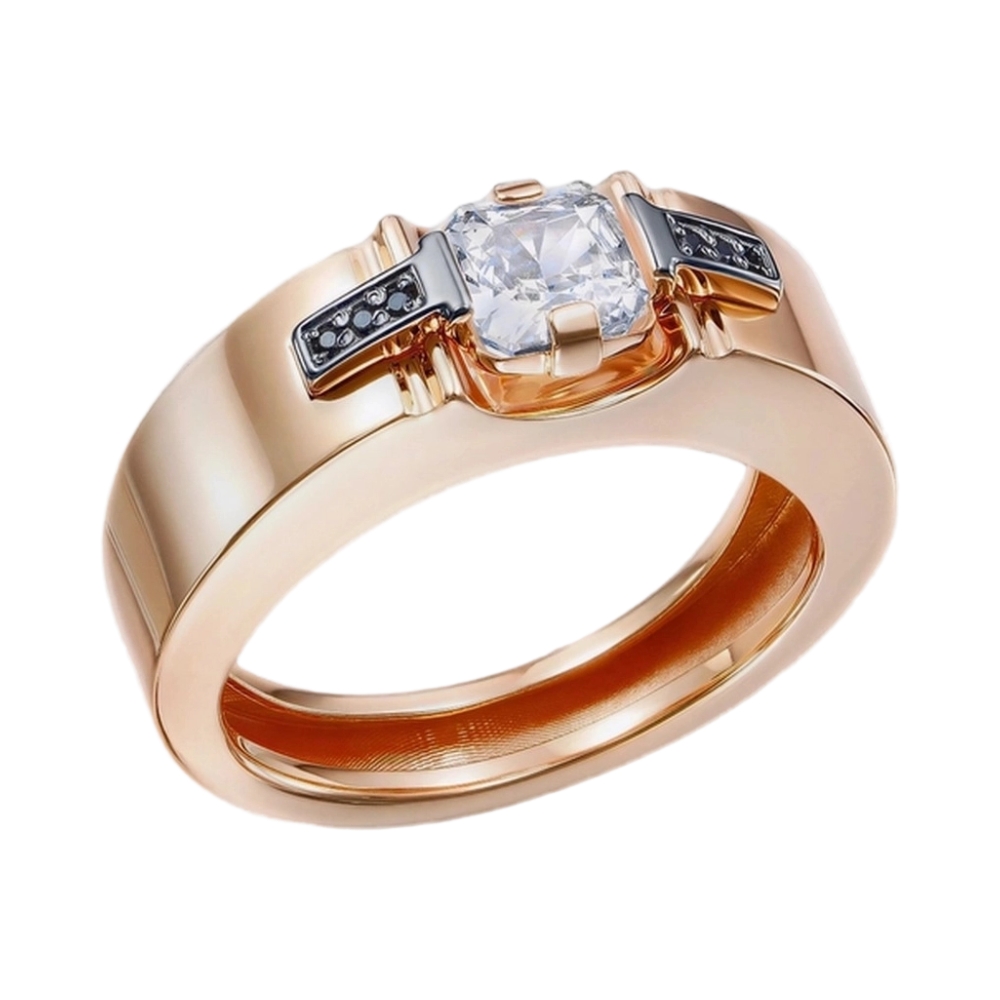 Ювелирное изделие - Кольцо из красного золота с бриллианитом и фианитами в магазине Best-Gold 157770