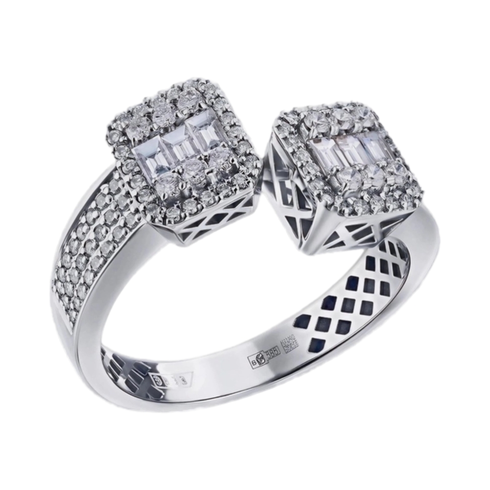 Ювелирное изделие - Кольцо из белого золота с бриллиантами в магазине Best-Gold 153557