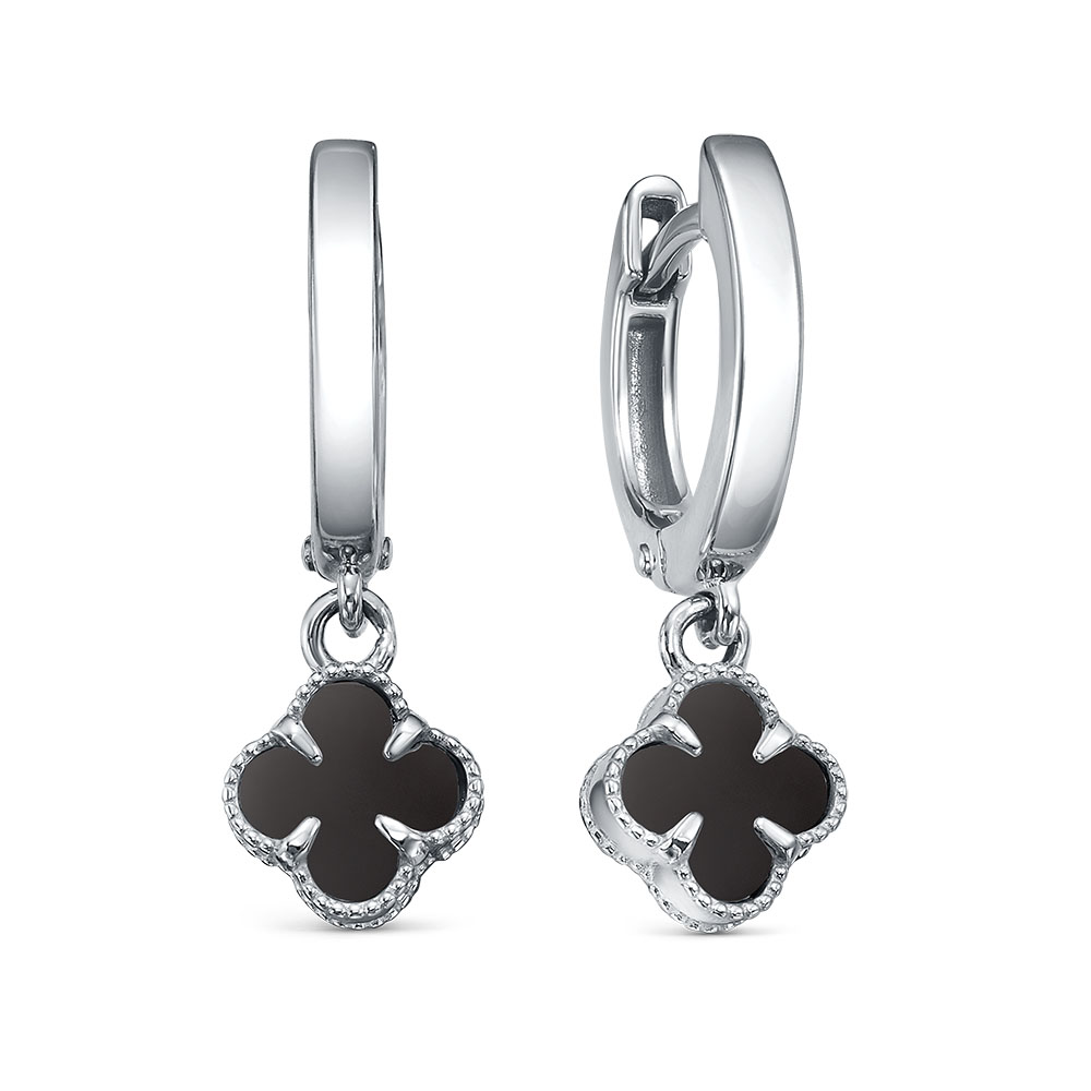 Серьги из серебра с ониксом