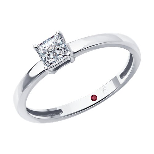 Кольцо помолвочное из белого золота с бриллиантом и рубином